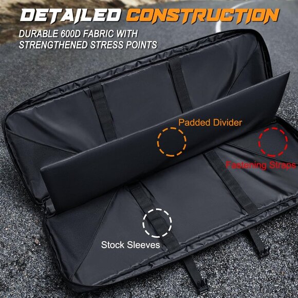 DULCE DOM Soft Double Rifle Bag, Tactical Long Backpack Gun Bag Sz: 32" - Picture 10 of 14